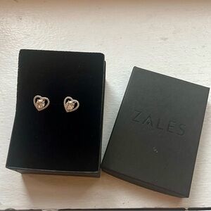 Sterling Silver Cubic Zirconia Heart Earrings NIB